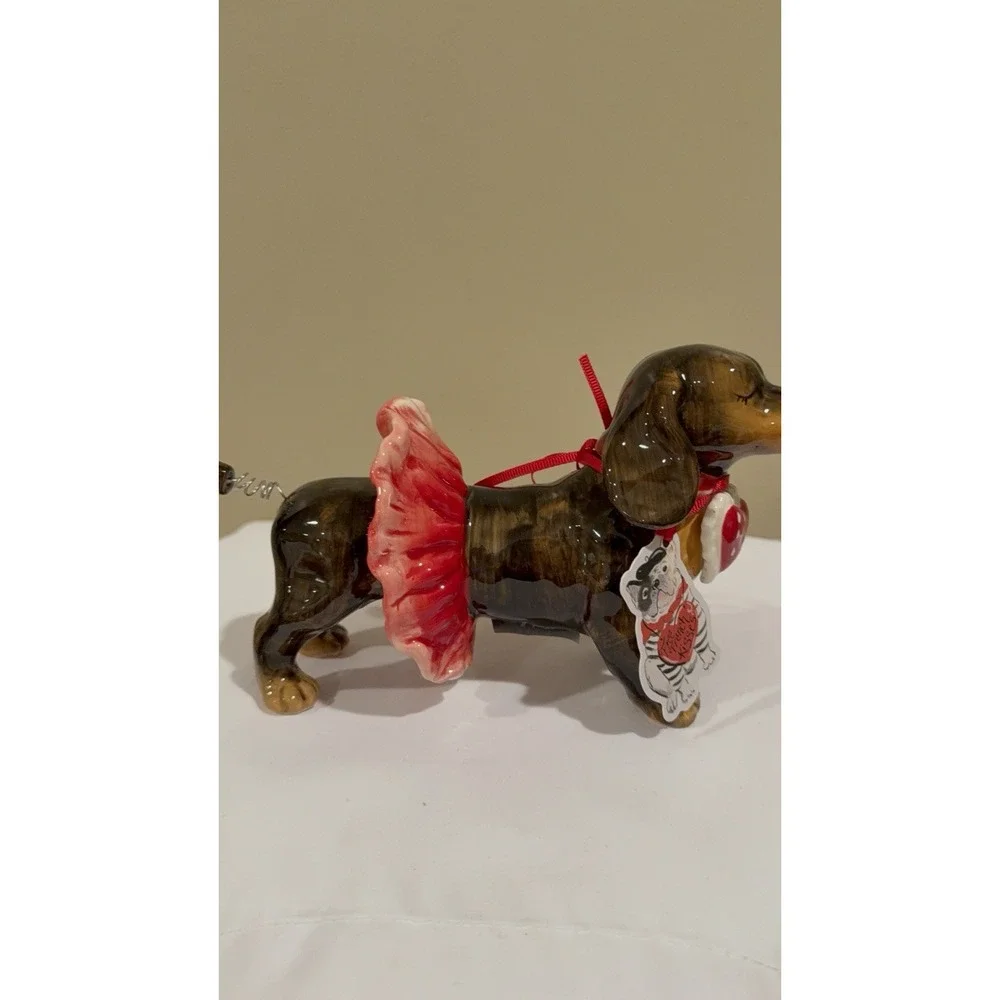 Blue Sky Clayworks Valentines Day Dachshund with Tutu LOVE Doxie Dogs 5